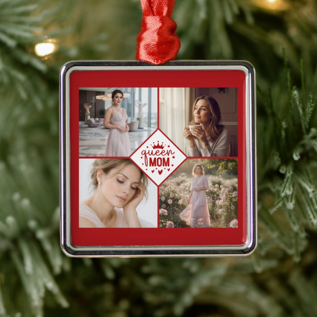 Ornamento De Metal Custom Queen Mom Photo Collage Keepsake (Árvore)