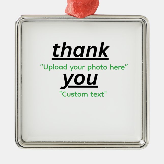 Ornamento De Metal Custom Text & Upload Your Photo Personalized (Frente)