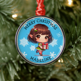 Ornamento De Metal Cute Anime Asian Elf Personalized Christmas