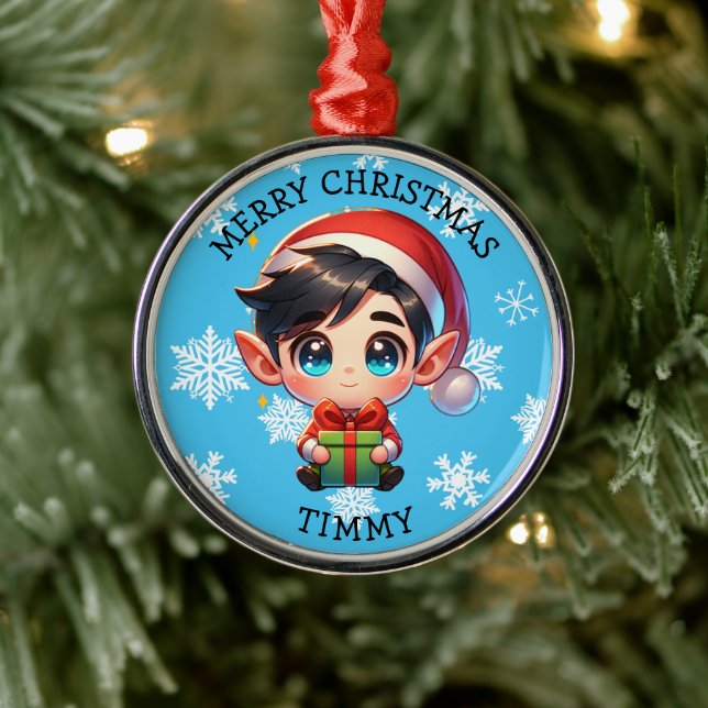 Ornamento De Metal Cute Anime Boy Elf Personalized Christmas (Árvore)