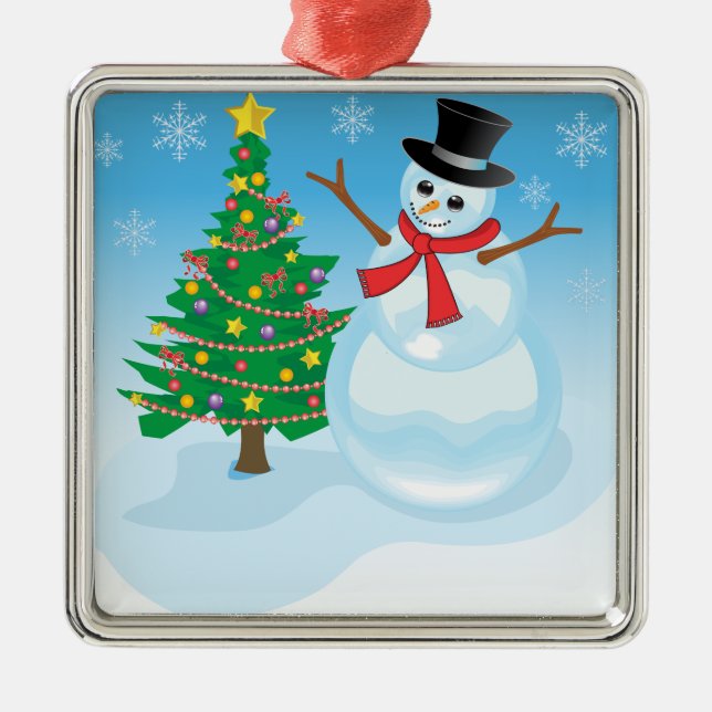 Ornamento De Metal Cute Snowman (Frente)