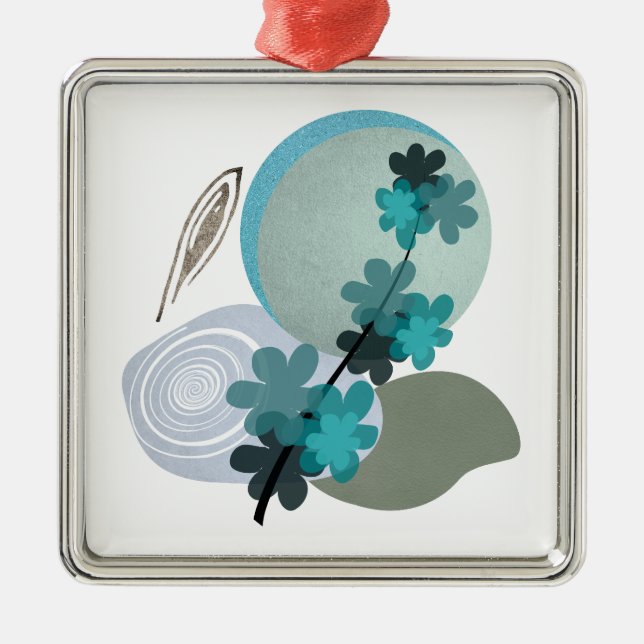 Ornamento De Metal Cyan Boho (Frente)