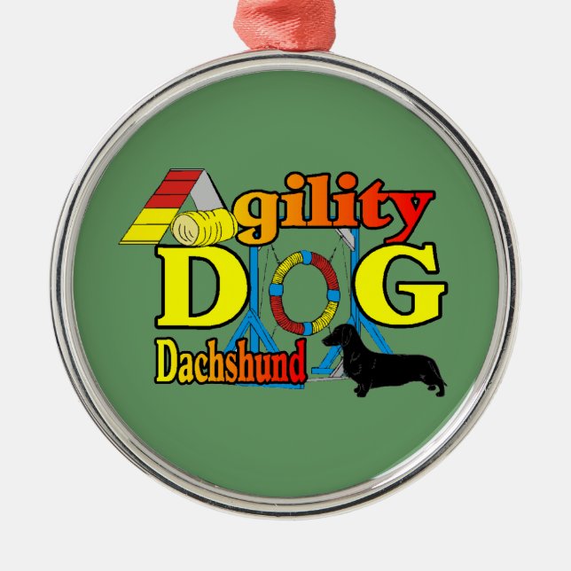 Ornamento De Metal Dachshund_Agilidade (Frente)