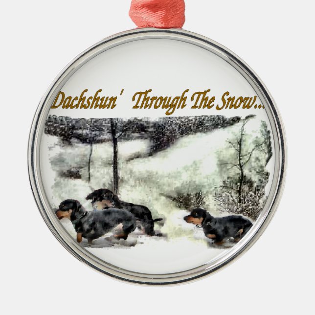 Ornamento De Metal Dachshund Christmas (Frente)
