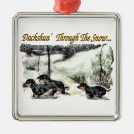 Ornamento De Metal Dachshund Christmas