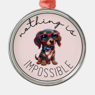 Ornamento De Metal Dachshund Nada É Impossível