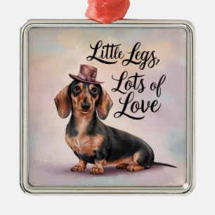 Ornamento De Metal Dachshund Pequenas Pernas Muito Amor