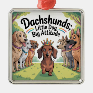 Ornamento De Metal Dachshunds Cachorro Pequeno, Grande Atitude