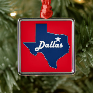 Ornamento De Metal Dallas Texas Lone Star State Map Texan Natal
