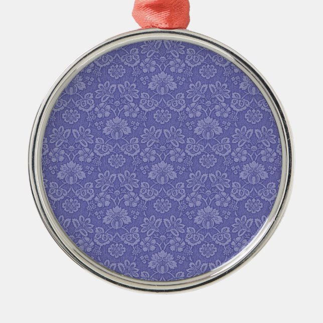 Ornamento De Metal Damasco em azul (Frente)