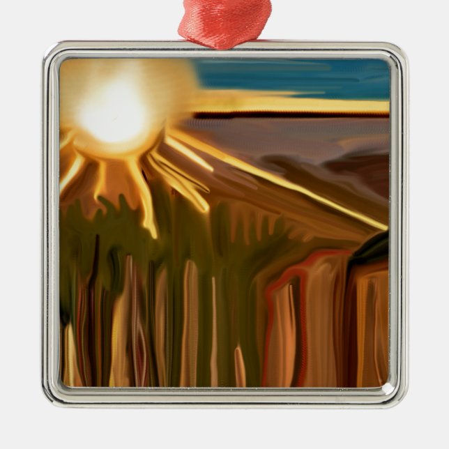 Ornamento De Metal Dança da Arte Abstrato dos Cactos (Frente)