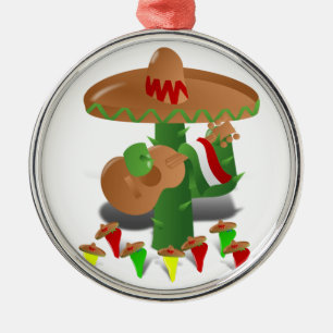 Ornamento De Metal Dançando cacto com guitarra Fiesta