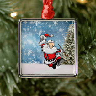 Ornamento De Metal Dançando Papai Noel