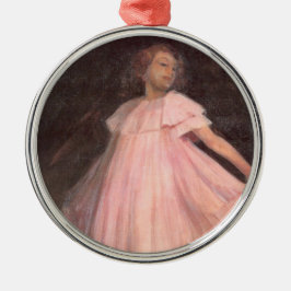 Ornamento De Metal Dançarina num vestido cor-de-rosa