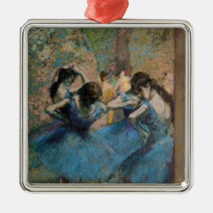 Ornamento De Metal Dançarinos de Edgar Degas no azul, 1890