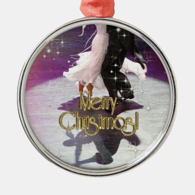 Ornamento De Metal Dançarinos do Feliz Natal (Frente)