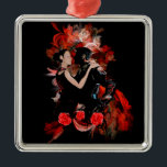 Ornamento De Metal Dançarinos românticos do tango no fractal vermelho<br><div class="desc">Colagem digital de uma pintura original de Kevin Sean O'Connell, personalize esta design, adicionando seu nome, monograma ou texto ou visite a LOJA LEATHER_AND_LACE para produtos correspondentes e milhares de ideias de presentes</div>