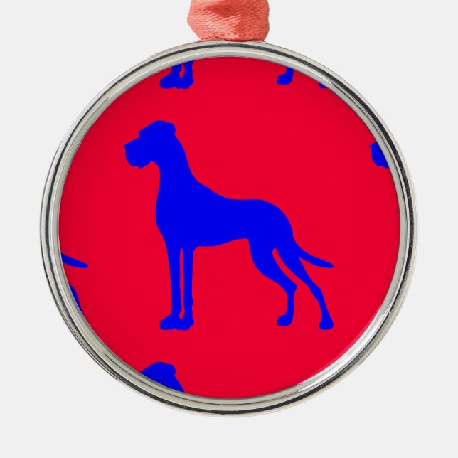 Ornamento De Metal Dane Azul Grande (Frente)