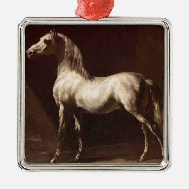 Ornamento De Metal Dapple Cinza Horse (por Théodore Géricault) (Frente)