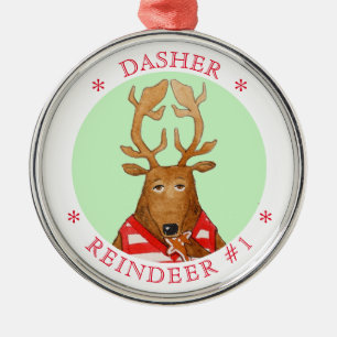 Ornamento De Metal DASHER REINDEER Prêmio Redondo
