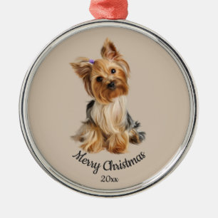 Ornamento De Metal Datas de fotos personalizadas para o cãozinho Yor