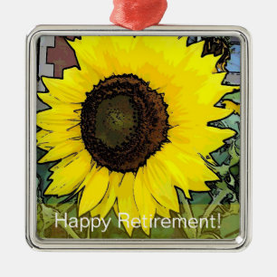 Ornamento de metal de girassol amarelo