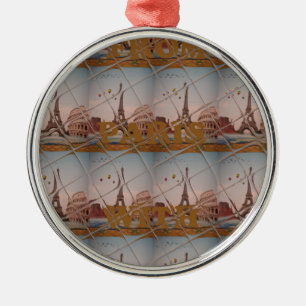 Ornamento De Metal De Paris com amor a cores azuis