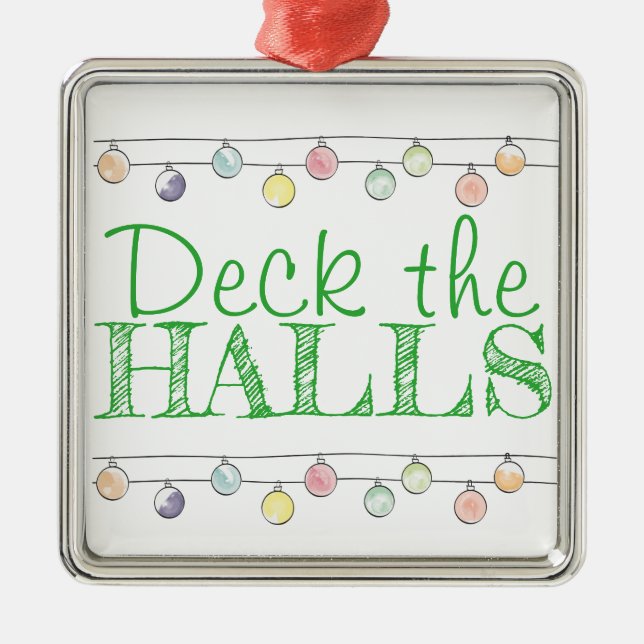Ornamento De Metal Deck the Halls Christmas Watercolor Ornaings (Frente)