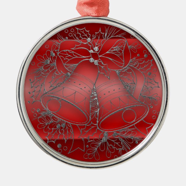 Ornamento De Metal Deco Vermelho Natal (Frente)