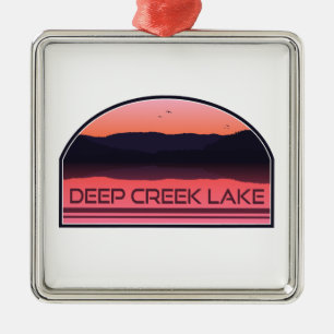 Ornamento De Metal Deep Creek Lake Maryland Red Sunrise
