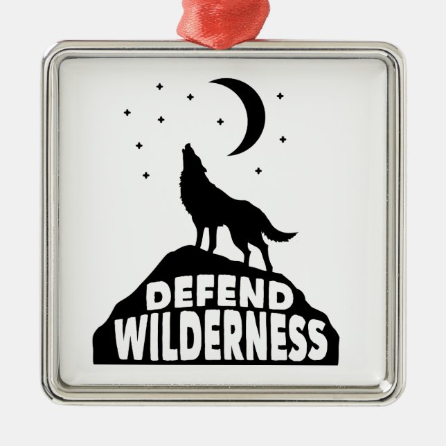 Ornamento De Metal Defender Wilderness Wolf Moon (Frente)
