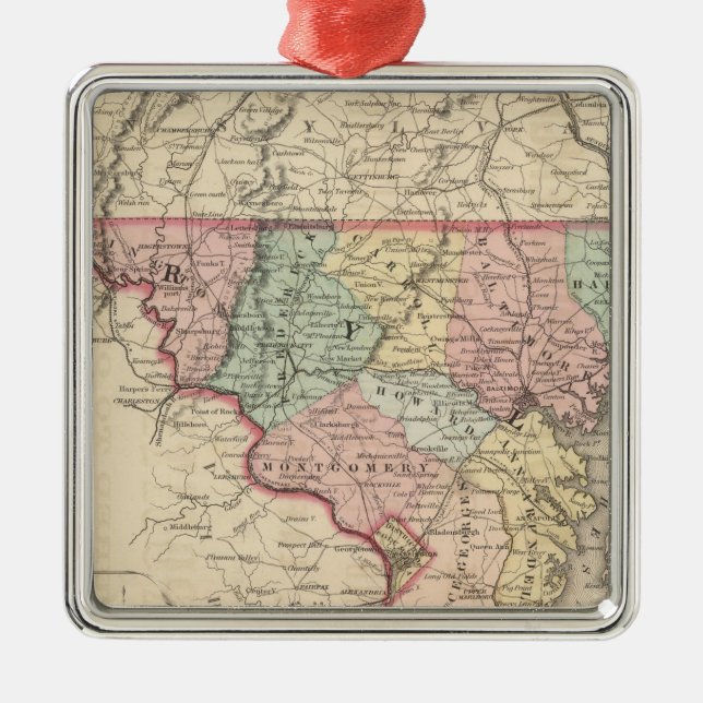 Ornamento De Metal Delaware e Maryland (Frente)