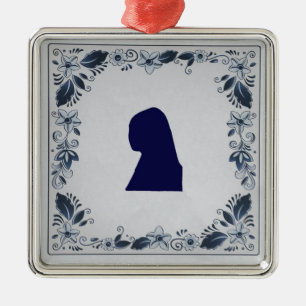 Ornamento De Metal Delft Blue azulejo Girl with a Pearl Earring
