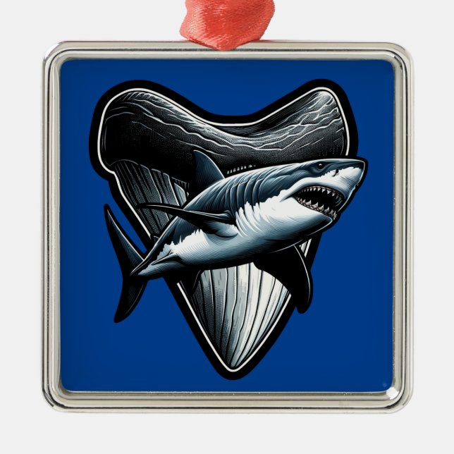 Ornamento De Metal Dente Megalodon (Frente)