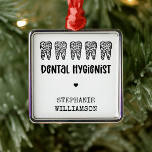 Ornamento De Metal Dentes de Impressão Leopardo Higienista Dental Per