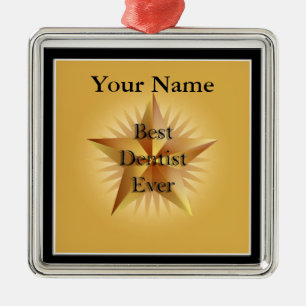 Ornamento De Metal Dentist Best Ever Gold Star Premium Ornament