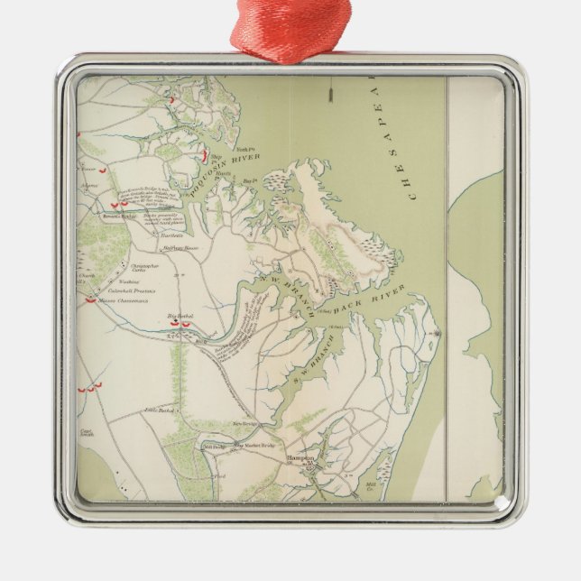 Ornamento De Metal Departamento de Virgínia, Yorktown a Williamsburg (Frente)