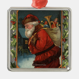 Ornamento De Metal Desejando lhe uma marcha alegre de ChristmasSanta
