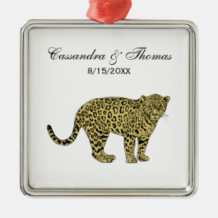 Ornamento De Metal Desenho de Gato Malhado Leopardo Onça Vintage