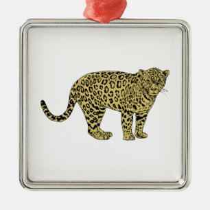 Ornamento De Metal Desenho de Gato Malhado Leopardo Onça Vintage
