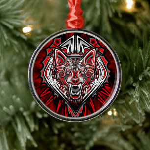 Ornamento De Metal Desenho de Totem Tribal Haida de Lobo