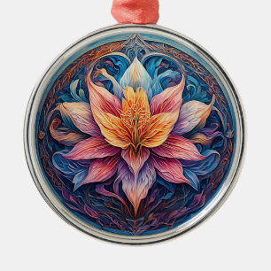 Ornamento De Metal Desenho Floral de Mandala Colorido