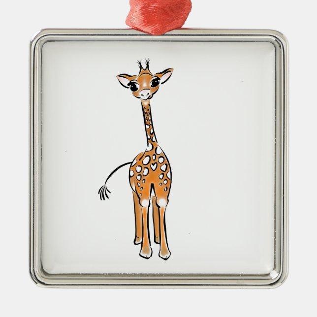 Ornamento De Metal Desenho girafa bonito (Frente)