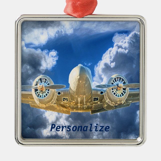 Ornamento De Metal Design alto de voo do modelo 18 de Beechcraft (Frente)