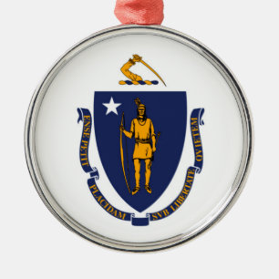 Ornamento De Metal Design da bandeira do estado de Massachusetts