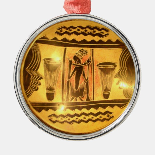 Ornamento De Metal Design de Arte Étnica da África ouro (Frente)