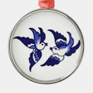 Ornamento De Metal Design de Ave Azul Clássico