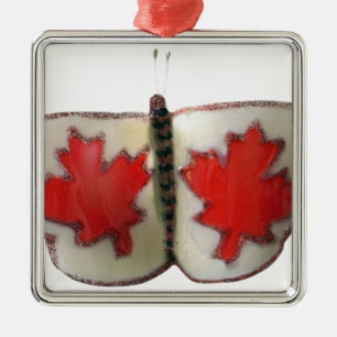 Ornamento De Metal Design de Borboleta de Bandeira Canadiana