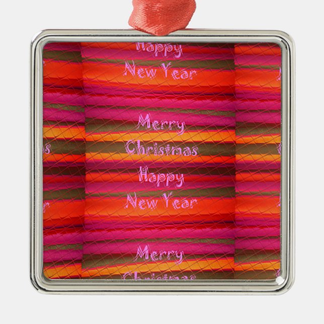 Ornamento De Metal Design de Canvas Feliz de Natal (Frente)