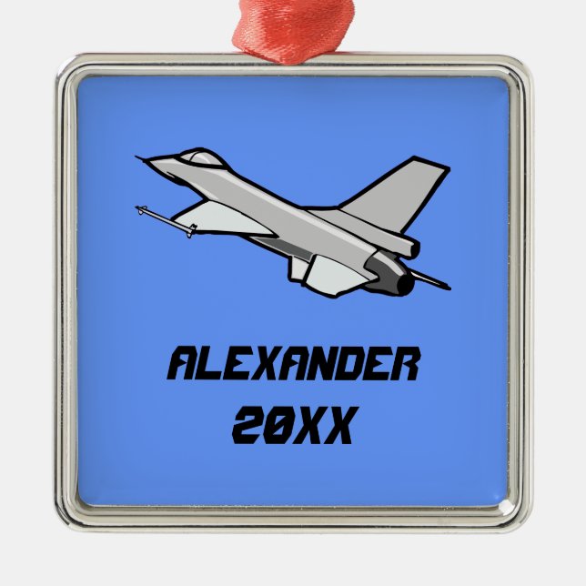 Ornamento De Metal Design de Falcão de Combate F16 Personalizável (Frente)